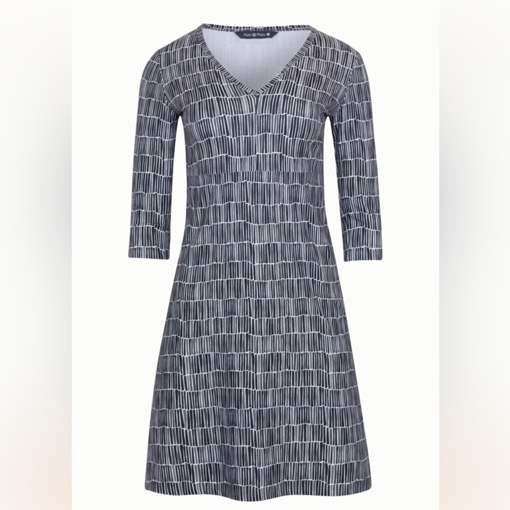 Nuu-Muu Go-Be 3/4 Sleeve Dress in Zen Geometric Print Size XL